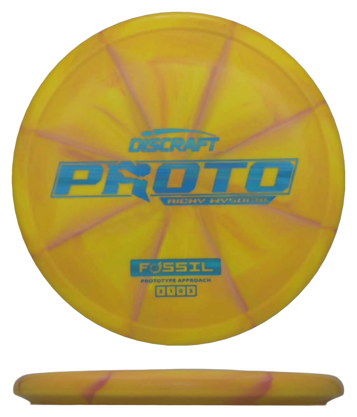 Discraft Fossil - Proto Swirl Putter Line / 173-74g - Mango Burst (Blue Chrome) - Skyline Disc Golf