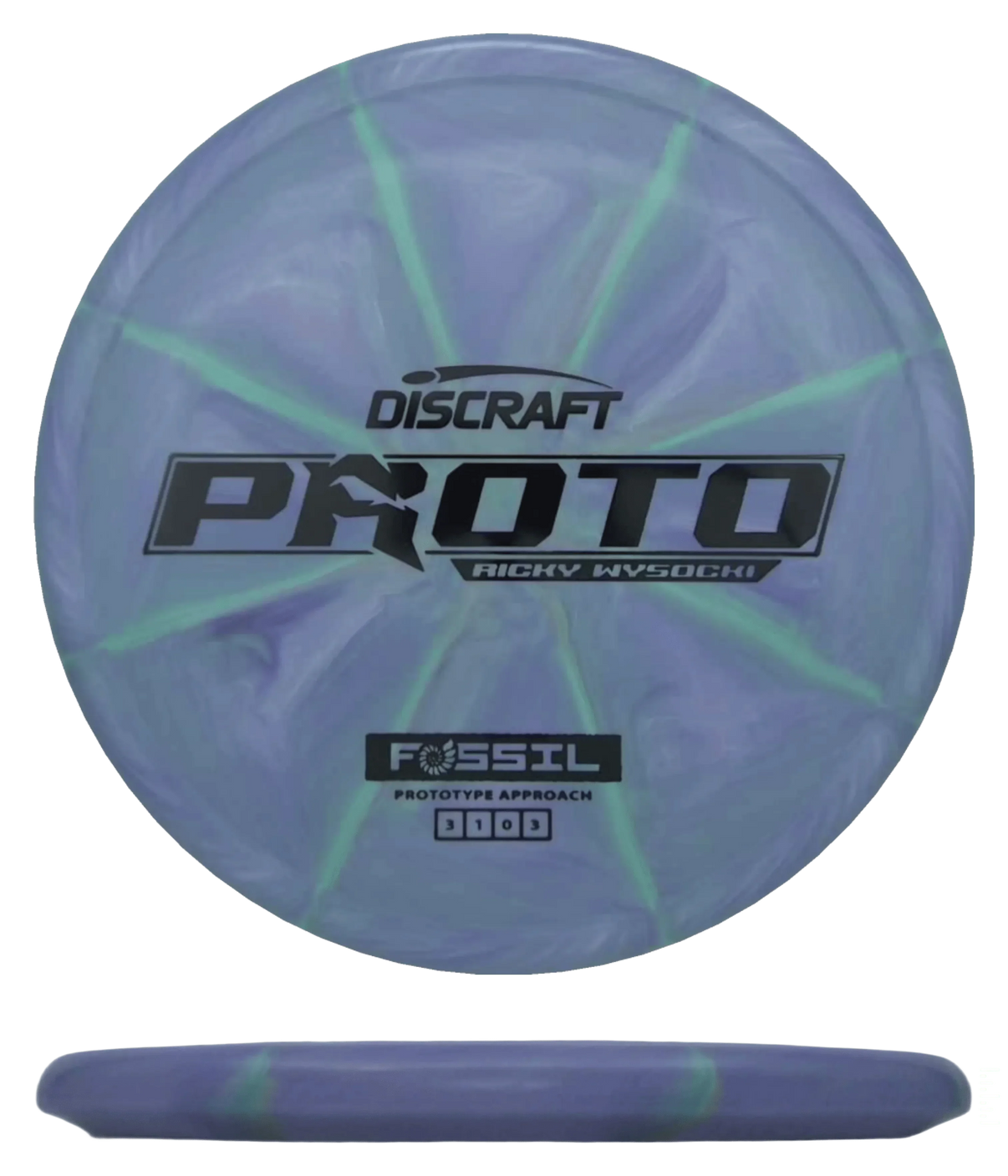 173 - 74g - Lavender/Mint Burst (Black) Proto Swirl Putter Line Discraft Fossil - Skyline Disc Golf