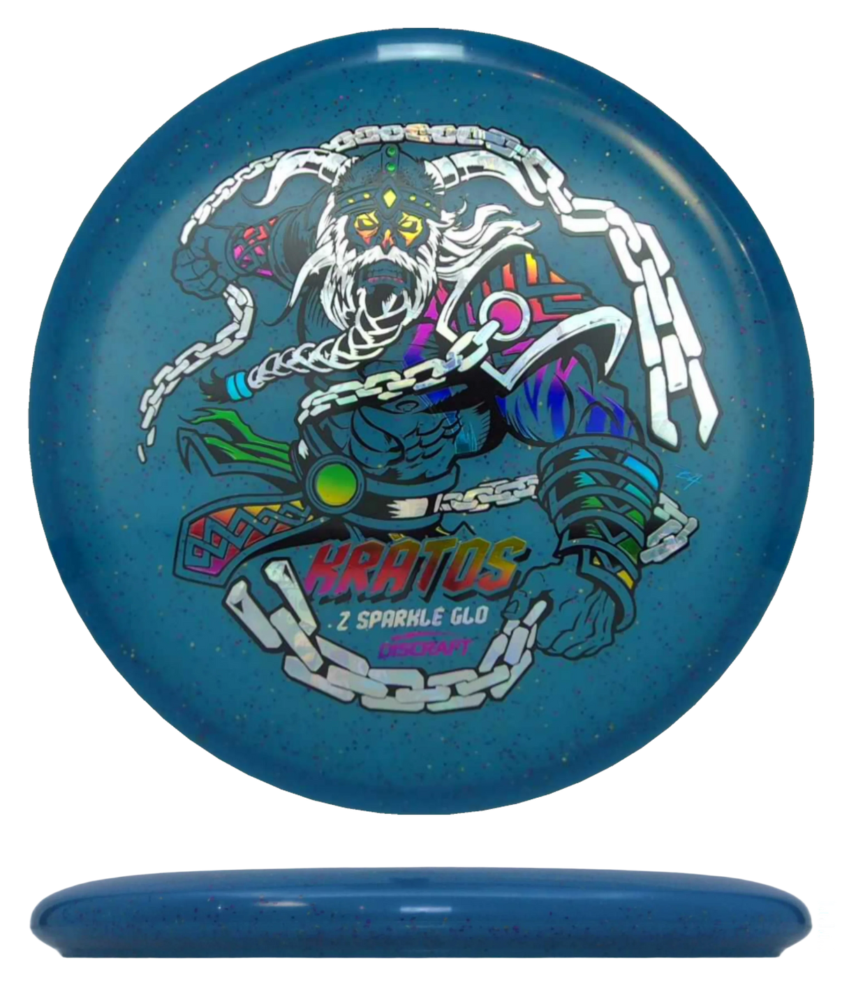 Discraft Kratos - Z Glo Sparkle / 173-74g - Blue (Rainbow/Moneystamp) - Skyline Disc Golf