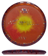 Unstamped - Yellow/Red Burst w/ Purple Rim (Flag Foil) Fly Dye Z Discraft Luna - Skyline Disc Golf