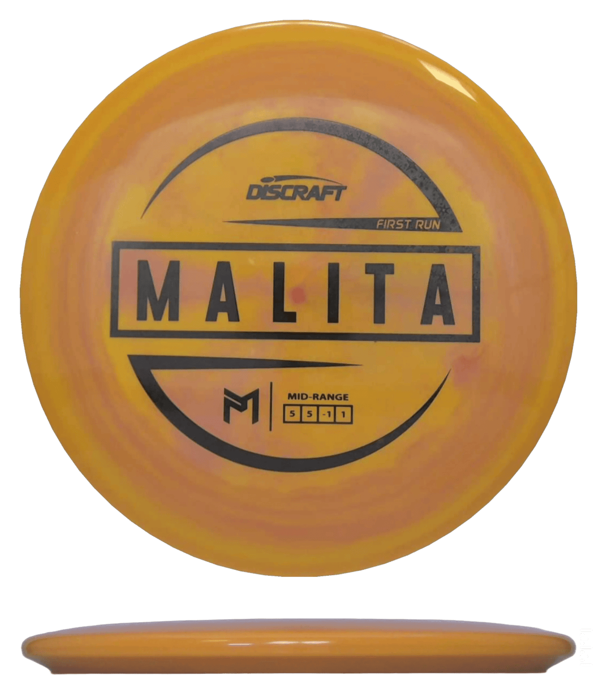 173 - 74g - Cantaloupe Swirl (Black Chrome Stars) Proto ESP - First Run Discraft Malita - Skyline Disc Golf
