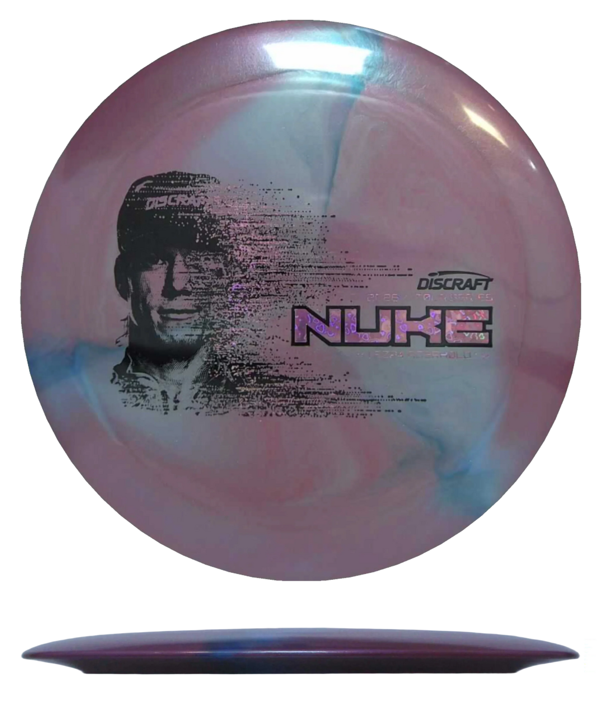 Discraft Nuke - Special Blend - Ezra Aderhold Tour Series / 174g - Maroon Burst (Pink Hearts) - Skyline Disc Golf