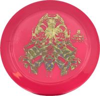 Red - ish Pink (Gold Shatter) Nuke Discraft Oversize Mini - Skyline Disc Golf