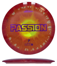 170 - 72g - Red/Yellow Burst (Purple Foil) Fly Dye Z Discraft Passion - Skyline Disc Golf