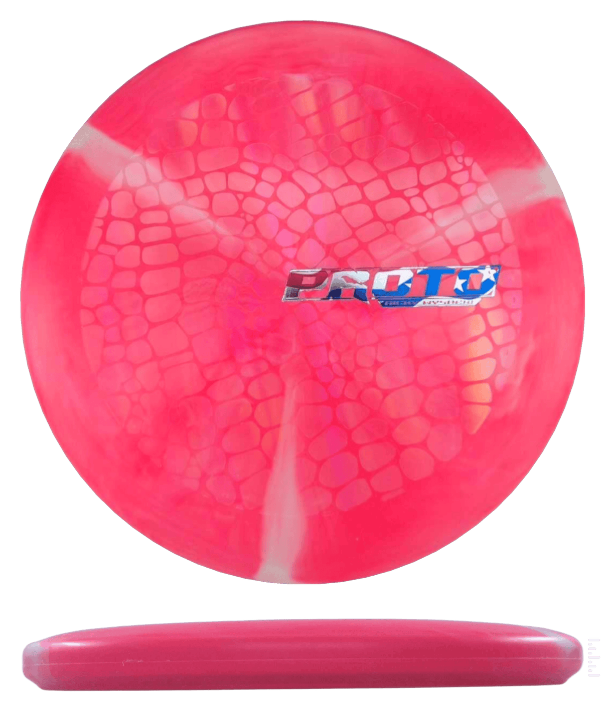 167 - 69g - Hot Red Burst (Flag Foil) Proto Putter Blend Discraft Ricky Wysocki Prototype Putter - Skyline Disc Golf