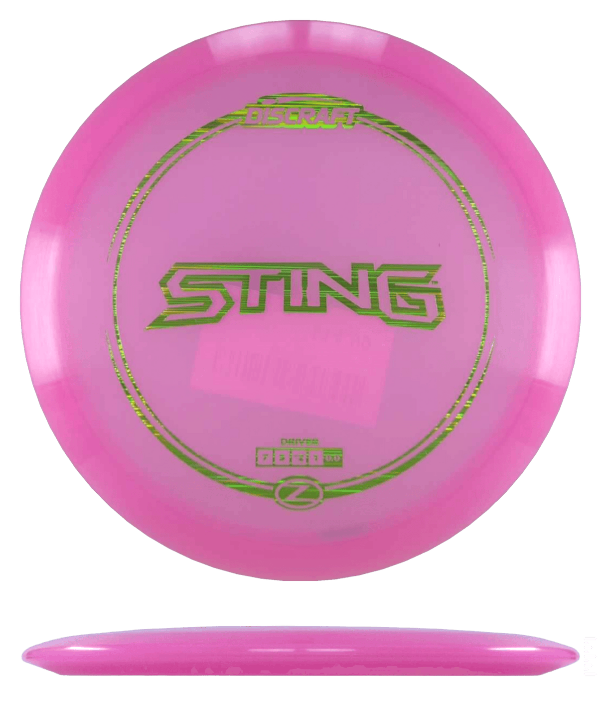 175 - 76g - Pink (Yellow Green Foil) Z Line Discraft Sting - Skyline Disc Golf