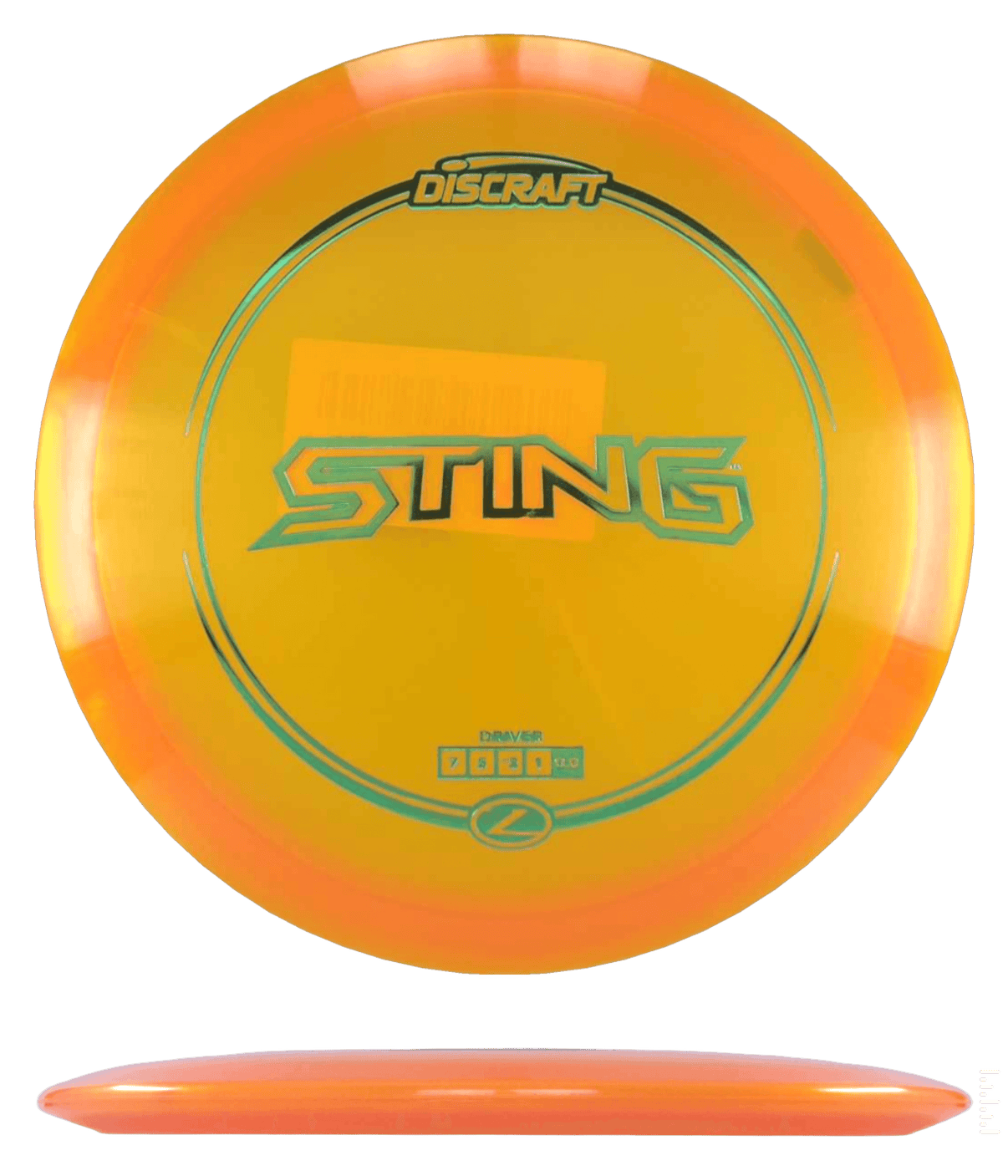 175 - 76g - Orange (Green Foil) Z Line Discraft Sting - Skyline Disc Golf