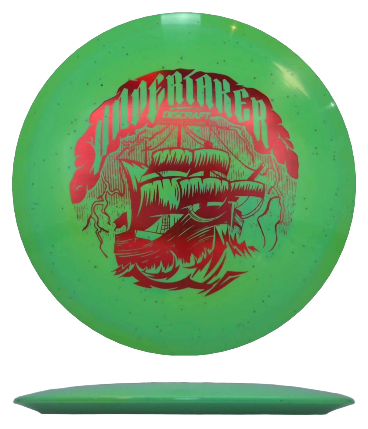 Discraft Undertaker - ESP Glo Sparkle / 173-74g - Green (Red Foil) - Skyline Disc Golf
