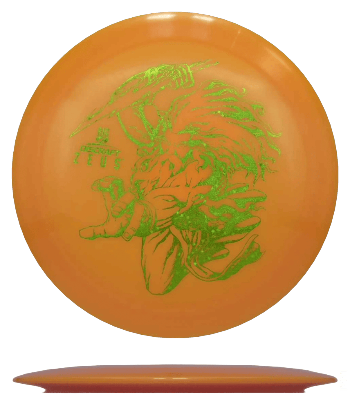 170 - 72g - Orange (Green Glitter) Big Z Discraft Zeus - Skyline Disc Golf