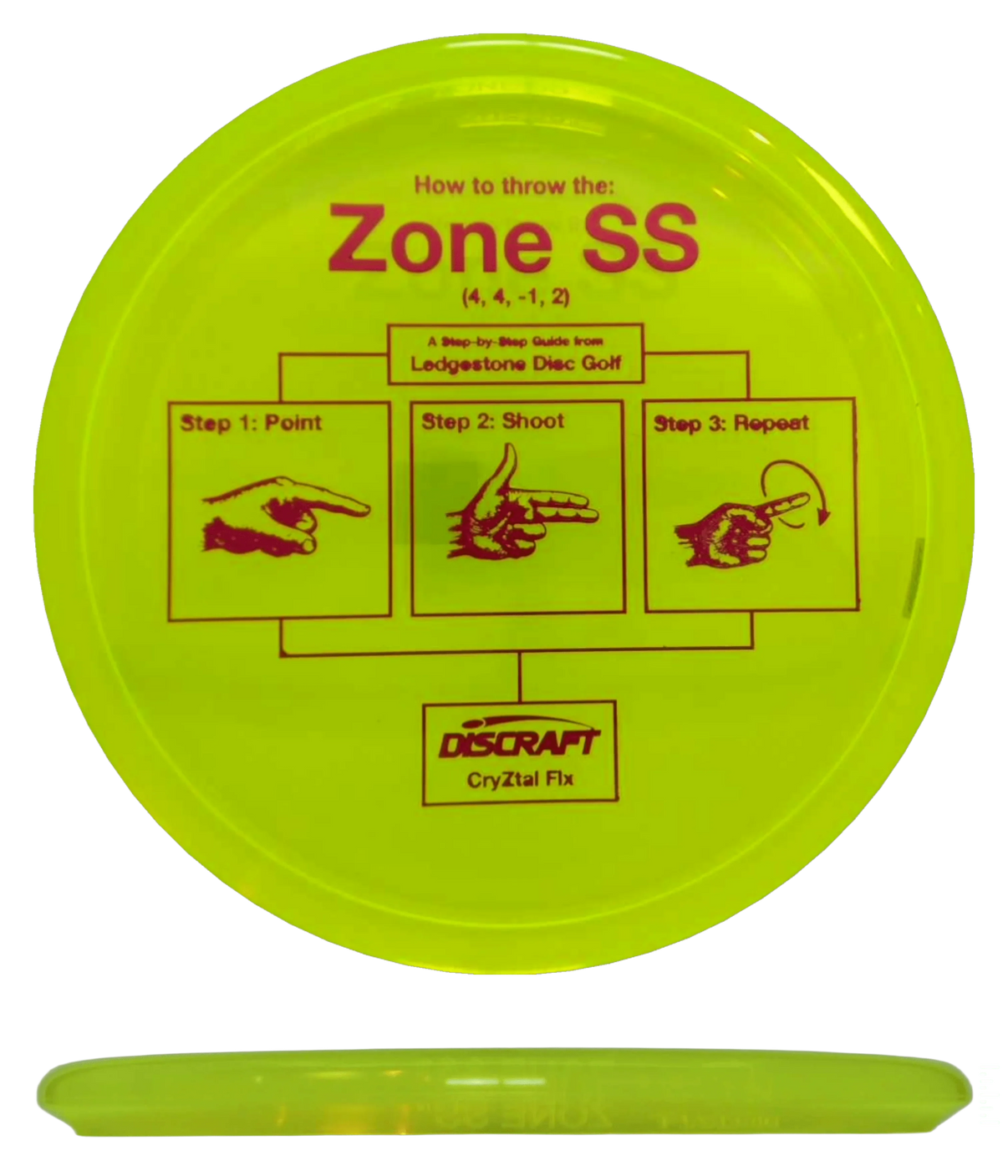 Discraft Zone SS - CryZtal FLX - 2026 Ledgestone / 173-74g - Highlighter Yellow (Red Foil) *053* - Skyline Disc Golf