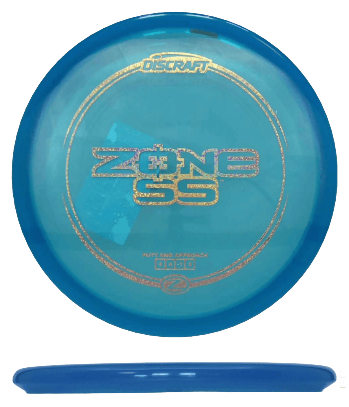 173 - 74g - Blue (Gold Glitter) Z Line Discraft Zone SS - Skyline Disc Golf