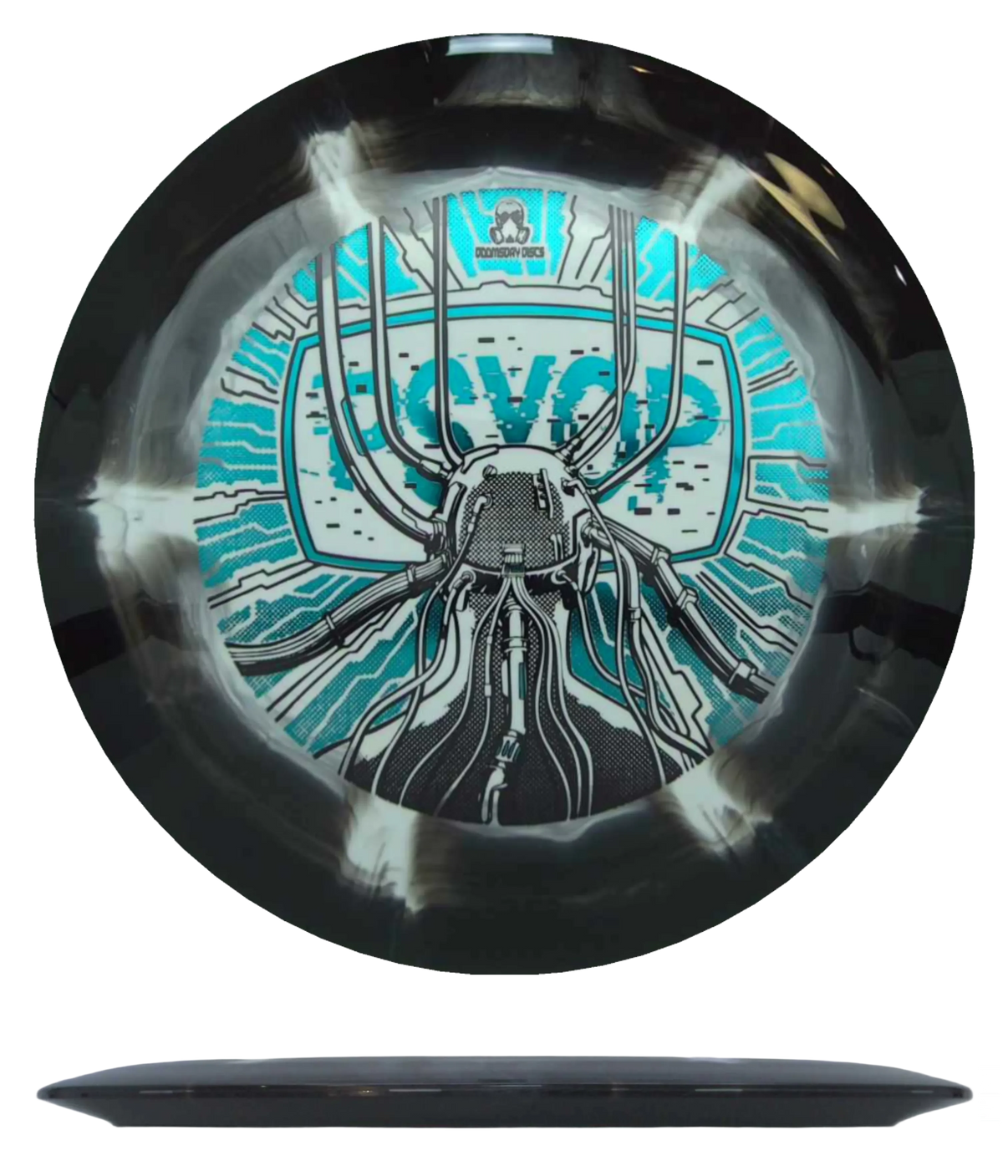 Doomsday Discs Psyop - Retina / 173-76g - Black/White (Blue Green Foil) *038* - Skyline Disc Golf