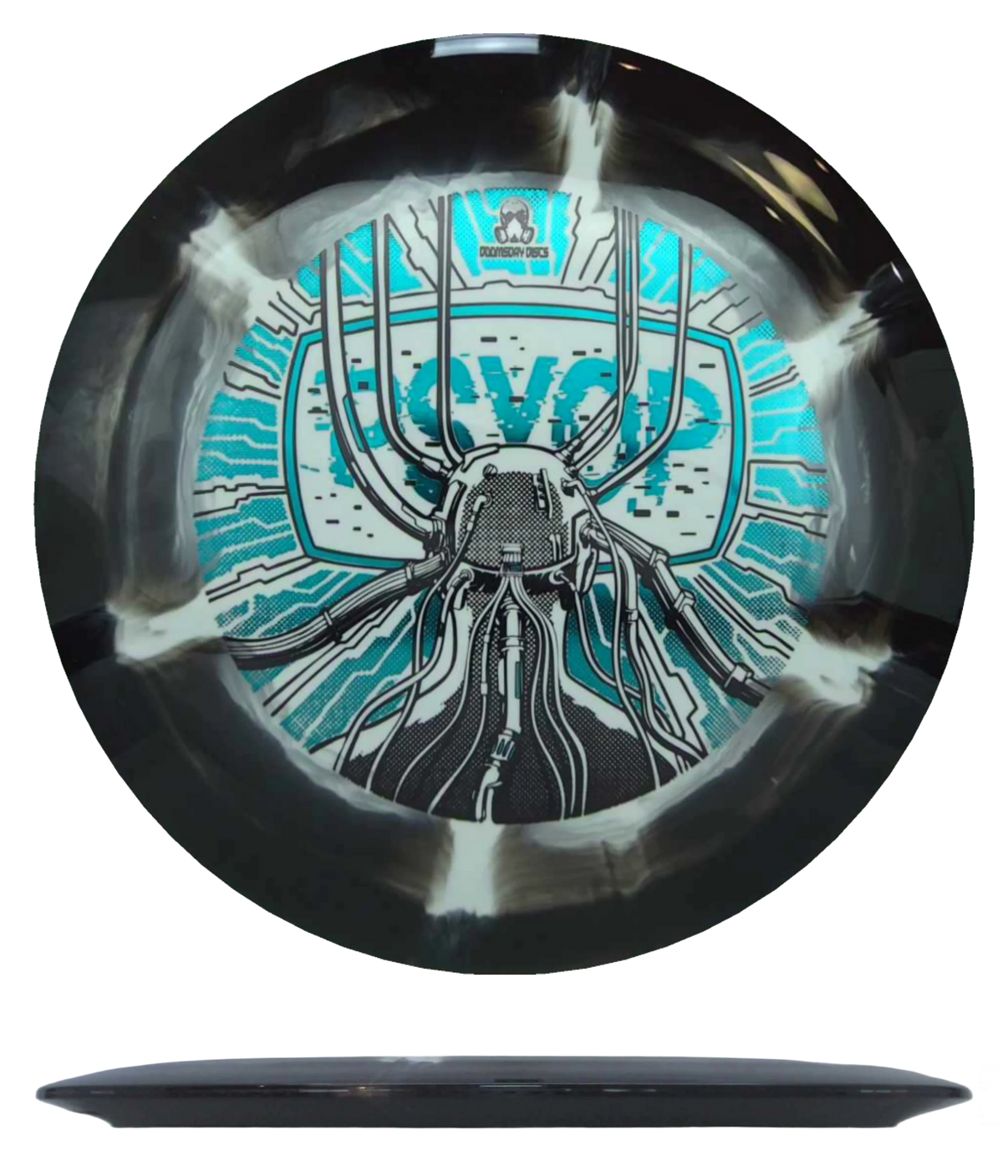 Doomsday Discs Psyop - Retina / 173-76g - Black/White (Blue Green Foil) *039* - Skyline Disc Golf