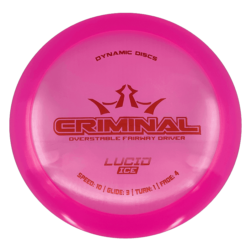 176g - Pink (Red) Lucid Ice Dynamic Discs Criminal - Skyline Disc Golf