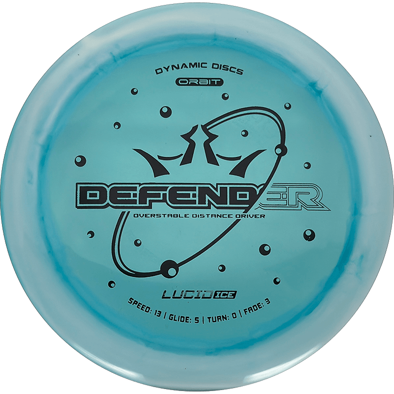 Dynamic Discs Defender Dynamic Discs Defender - Lucid Ice Orbit / 173g - Light Blue (Black) *1009* - Skyline Disc Golf