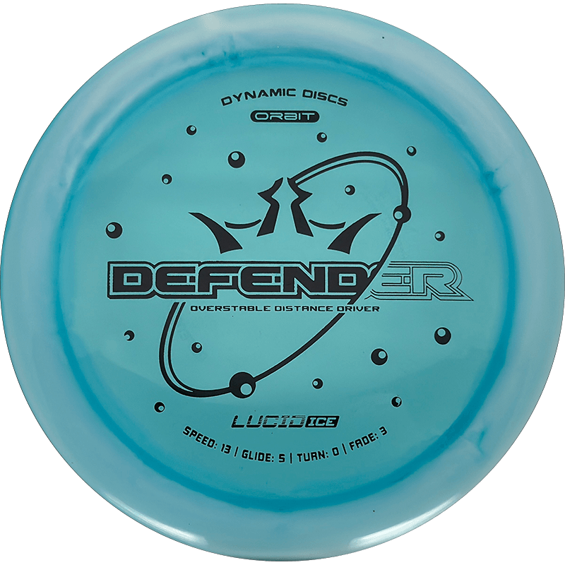 Dynamic Discs Defender Dynamic Discs Defender - Lucid Ice Orbit / 173g - Light Blue (Black) *1010* - Skyline Disc Golf