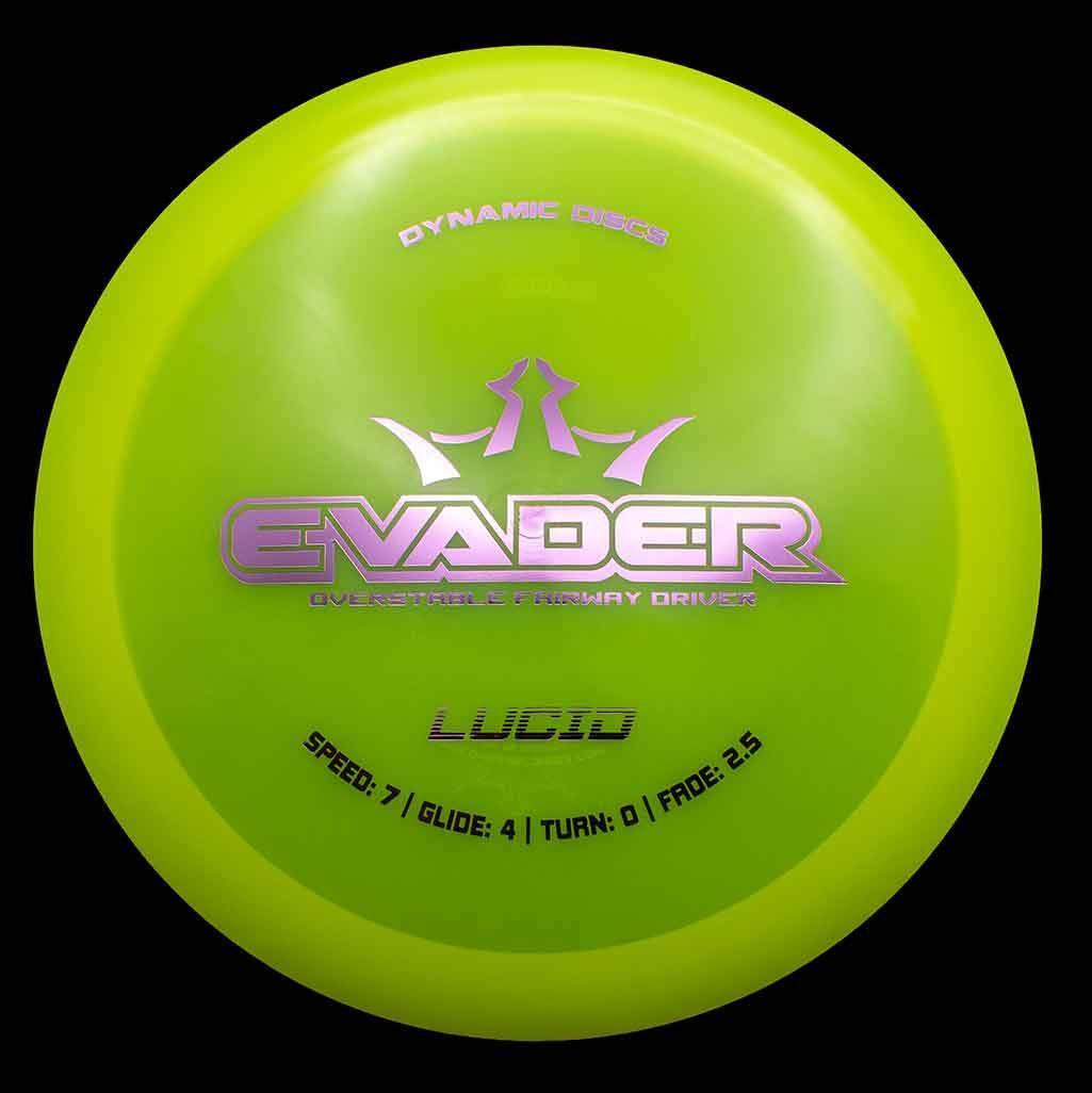 173g - Yellow (Lavender Foil) Lucid Dynamic Discs Evader - Skyline Disc Golf