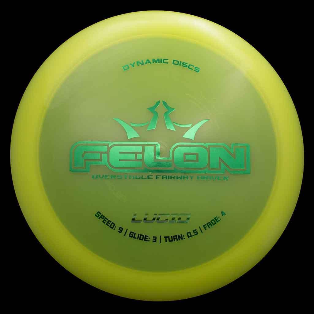 171g - Yellow (Green Foil) Lucid Dynamic Discs Felon - Skyline Disc Golf
