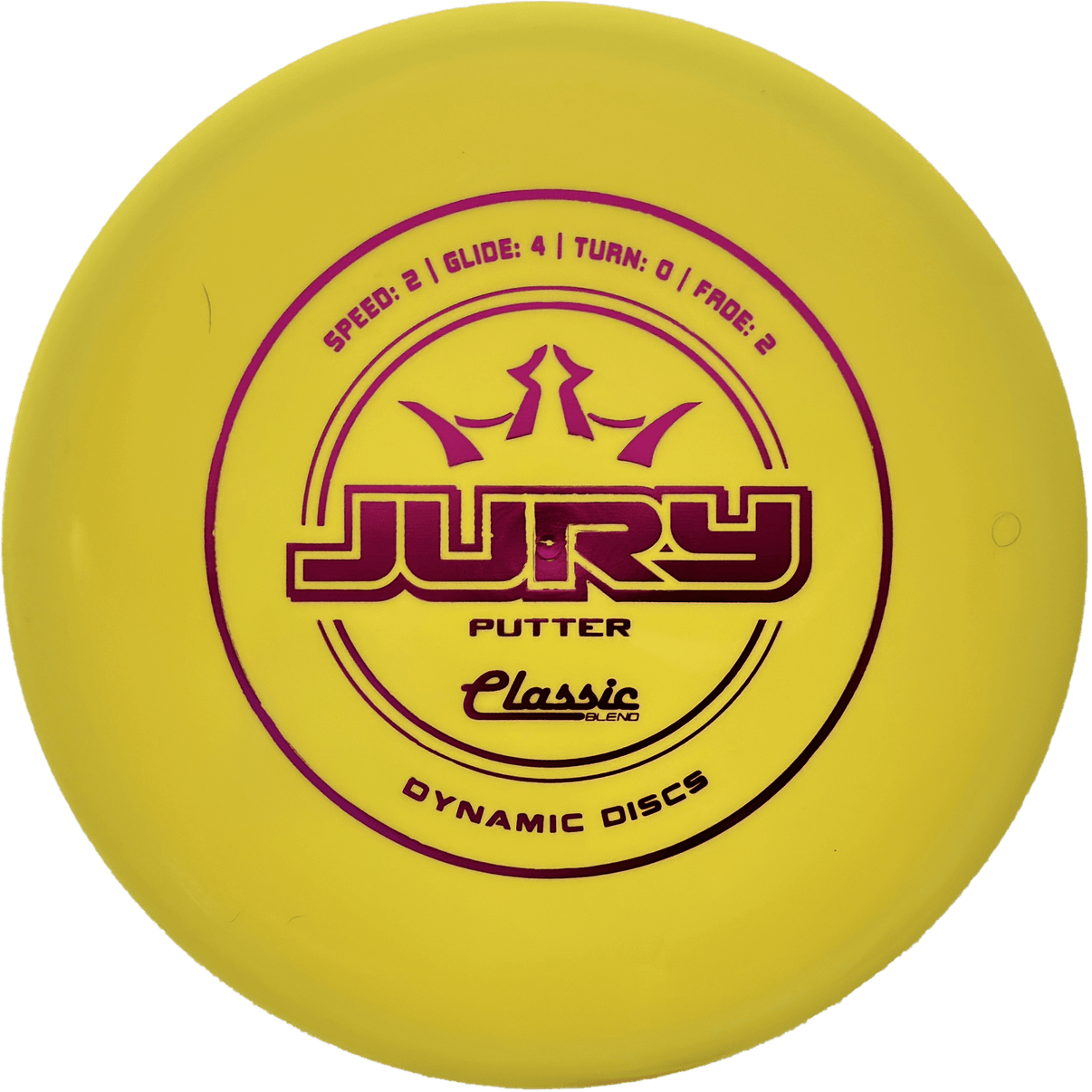 174g - Yellow (Magenta) Classic Blend Dynamic Discs Jury - Skyline Disc Golf