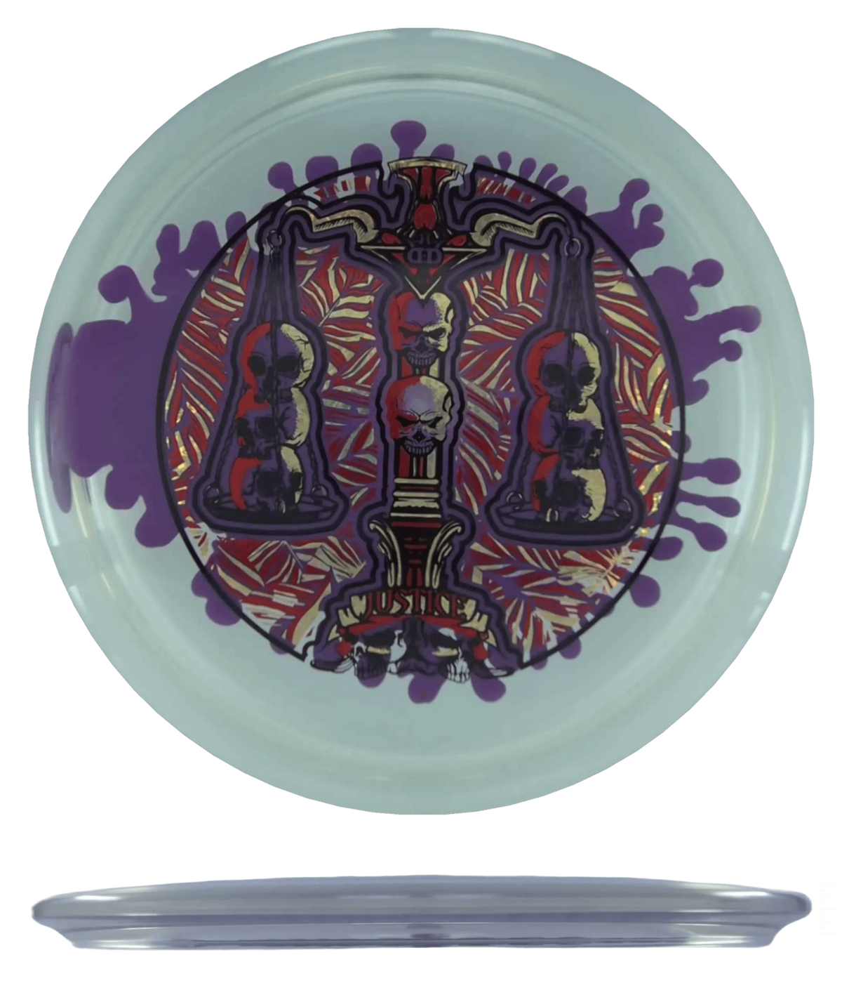 Dynamic Discs Justice - Lucid-Ice SplaDDer / 174g - Purple (Red/Gold Shatter/Black) - Skyline Disc Golf