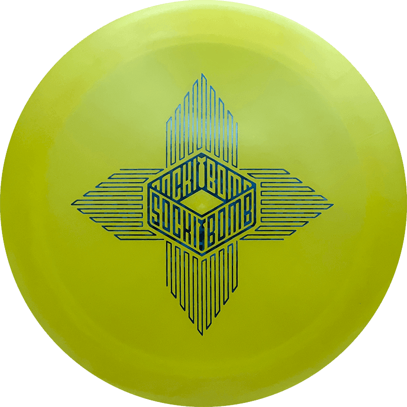173g - Yellow (Blue Shatter) Lucid Chameleon Dynamic Discs Sockibomb Enforcer - Skyline Disc Golf