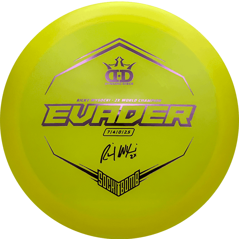 175g - Yellow (Lavender Foil) Lucid Dynamic Discs Sockibomb Evader - Skyline Disc Golf