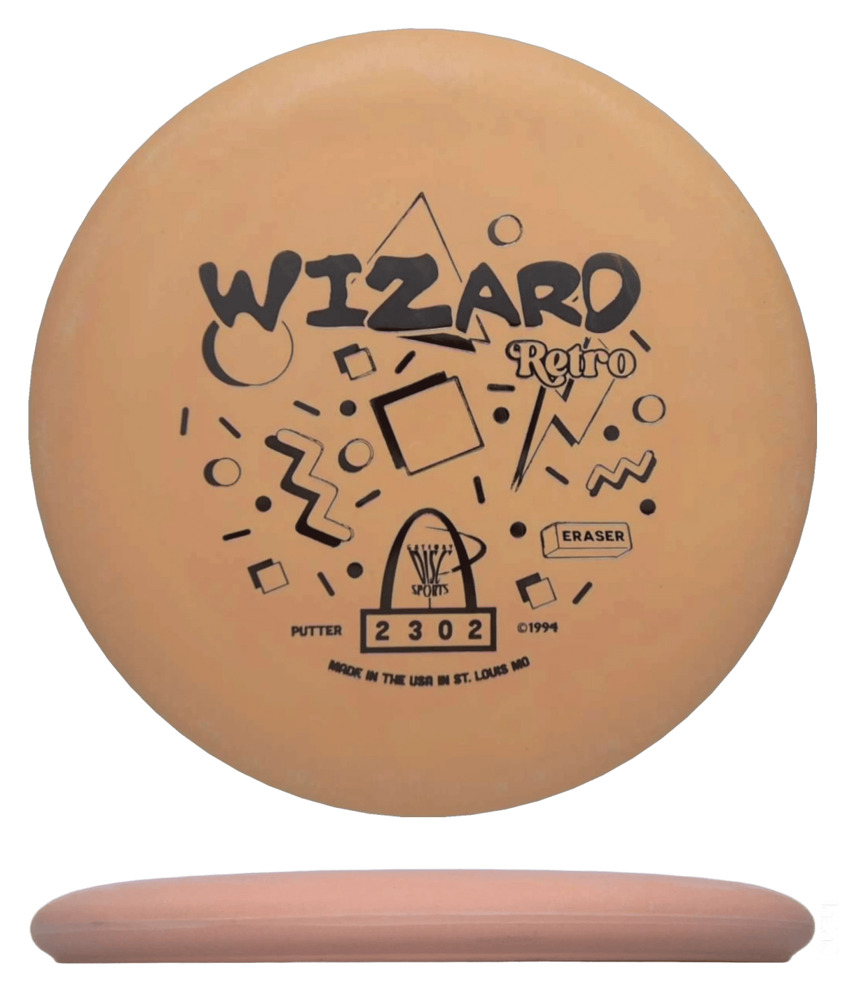 175g - Orange (Black - Retro) Eraser Gateway Wizard - Skyline Disc Golf
