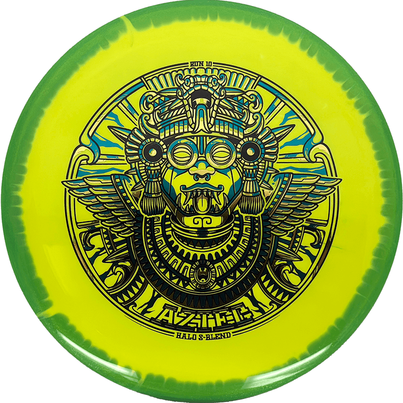 Infinite Discs Aztec Infinite Discs Aztec - Halo S-Blend / 173-75g - Yellow w/ Green Rim (Gold/Teal Foil) - Skyline Disc Golf