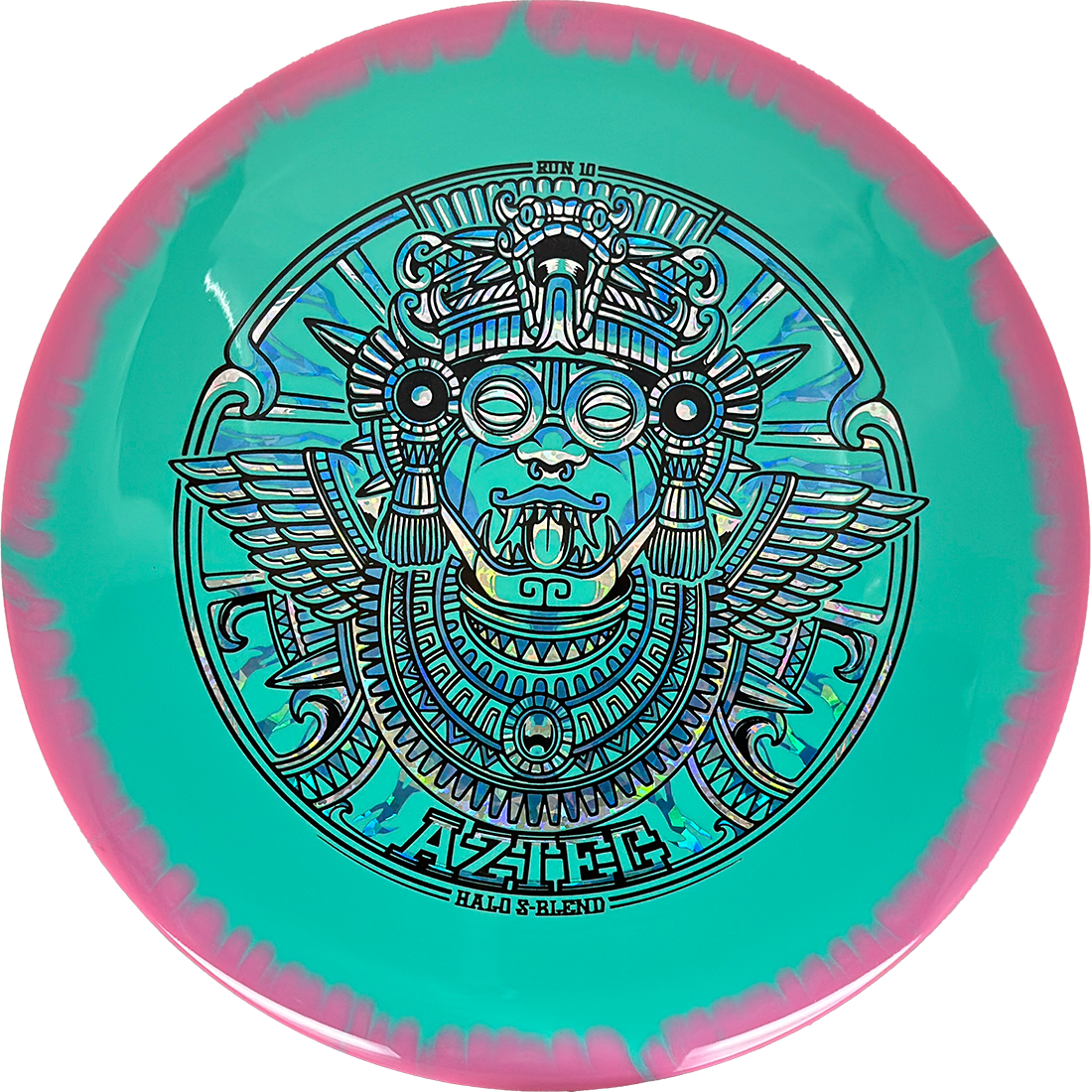 Infinite Discs Aztec Infinite Discs Aztec - Halo S-Blend / 173g - Teal w/ Pink Rim (Blue/Chrome) - Skyline Disc Golf