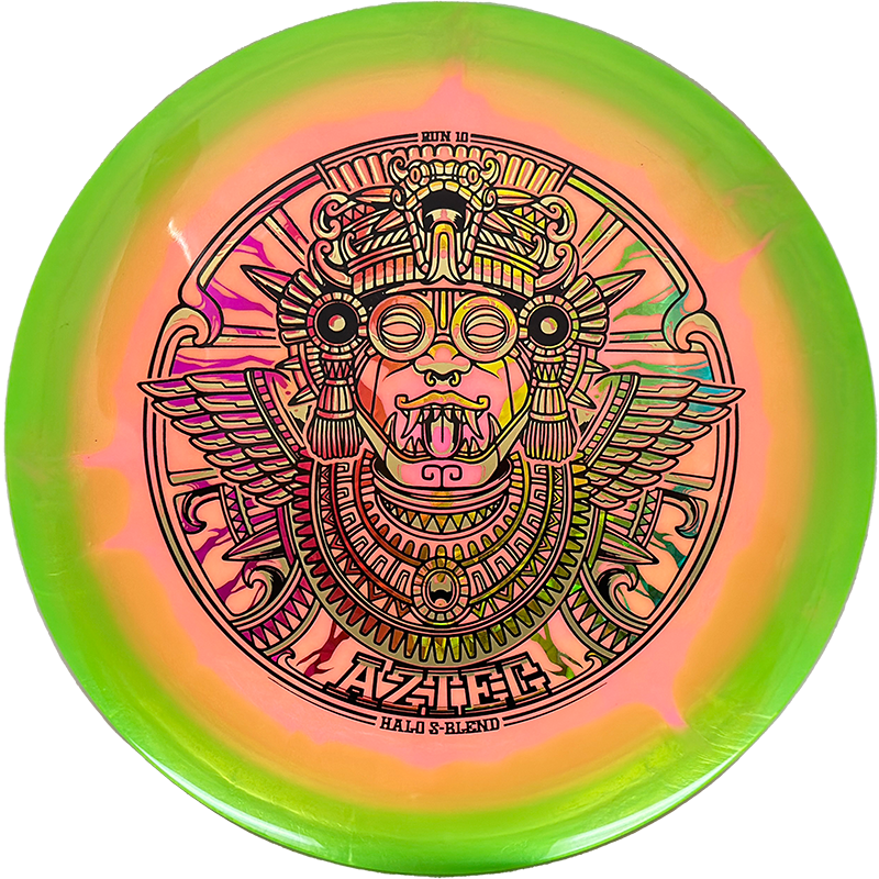 Infinite Discs Aztec Infinite Discs Aztec - Halo S-Blend / 173g - Peach w/ Lime Rim (Rainbow) - Skyline Disc Golf