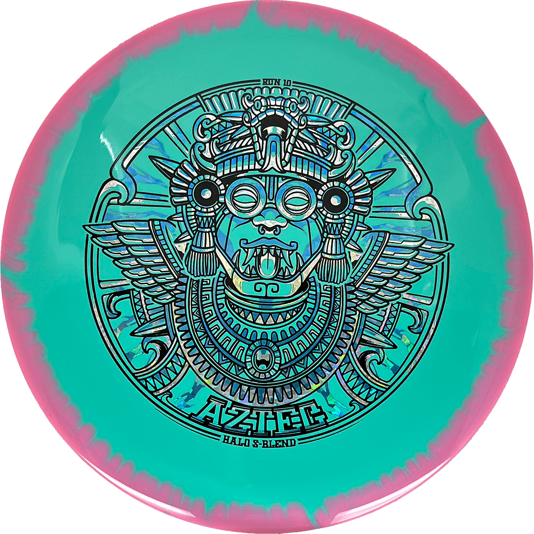 Infinite Discs Aztec Infinite Discs Aztec - Halo S-Blend / 173g - Teal w/ Pink Rim (Blue/Chrome) - Skyline Disc Golf