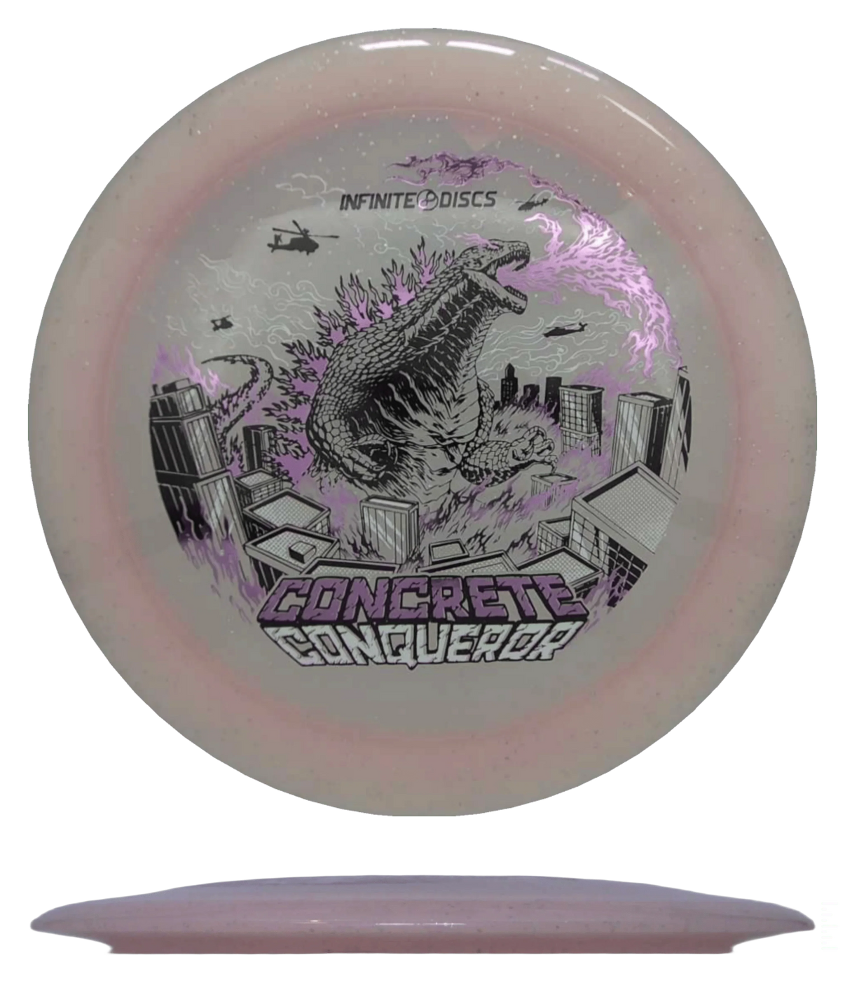 Infinite Discs Conqueror - Concrete / 173-75g - Off-White Pearl (White/Black/Pink) - Skyline Disc Golf