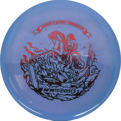 Infinite Discs Conqueror Infinite Discs Conqueror - Swirly S-Blend / 173-75g - Light Blue/Lavender Swirl (Red Foil) - Skyline Disc Golf