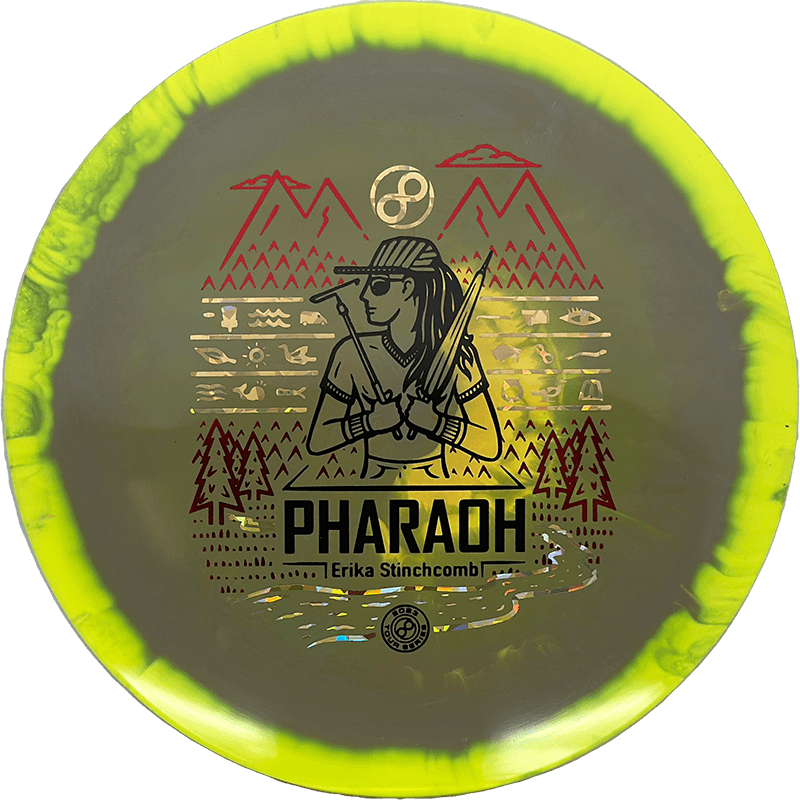 Infinite Discs Pharaoh Infinite Discs Pharaoh - Halo S-Blend - Erika Stinchcomb Tour Series / 173-75g - Dark Tan w/ Yellow Rim (Red/Gold Shatter) - Skyline Disc Golf