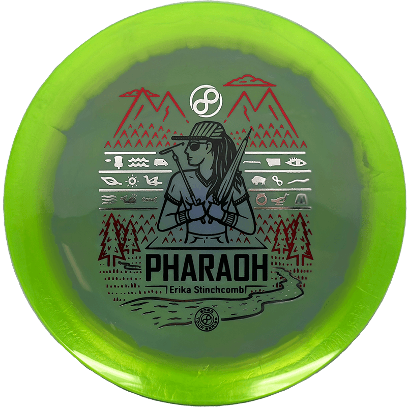 Infinite Discs Pharaoh Infinite Discs Pharaoh - Halo S-Blend - Erika Stinchcomb Tour Series / 173-75g - Pea Green w/ Chartreuse Rim (Red/Silver) - Skyline Disc Golf