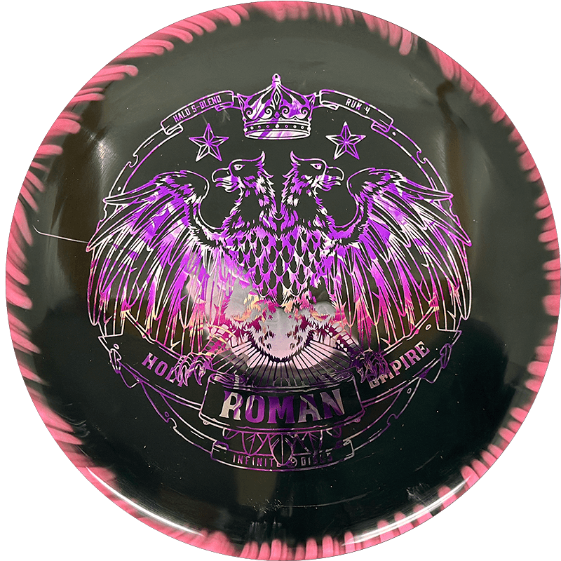 Infinite Discs Roman Infinite Discs Roman - Halo S-Blend / 160g - Black w/ Pink Rim (Purple Roses) - Skyline Disc Golf