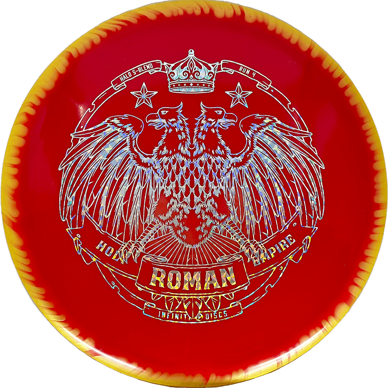 Infinite Discs Roman Infinite Discs Roman - Halo S-Blend / 175g - Red w/ Yellow Orange Rim (Chrome) - Skyline Disc Golf