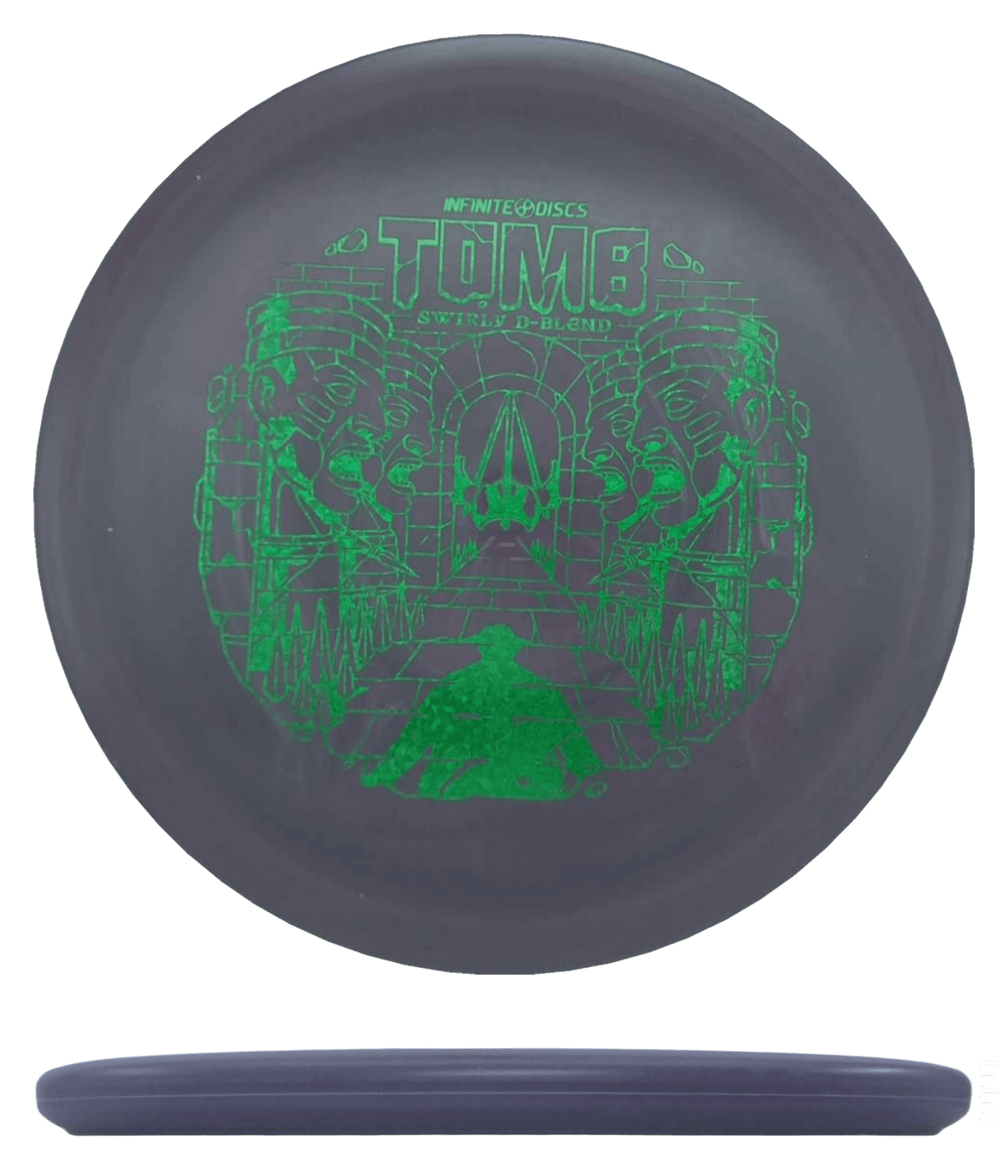 Infinite Discs Tomb - Swirly D-Blend / 172g - Dark Violet (Green Shatter) - Skyline Disc Golf