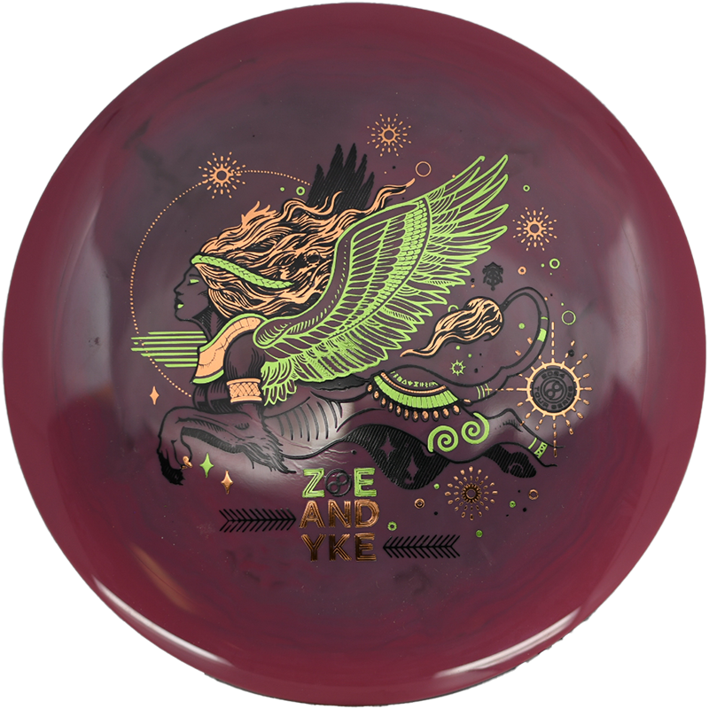 Infinite Discs Sphinx Infinite Discs Sphinx - Swirly S-Blend - Zoe Andyke Tour Series / 163g - Maroon/Charcoal (Gold/Yellow Green Foil) - Skyline Disc Golf