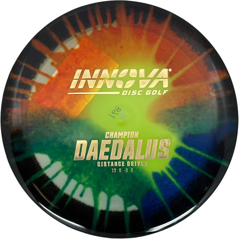 Innova Daedalus Innova Daedalus - I-Dye Champion / 168g - Yellow/Green/Blue/Orange Splatter w/ Black Rim (Gold) - Skyline Disc Golf