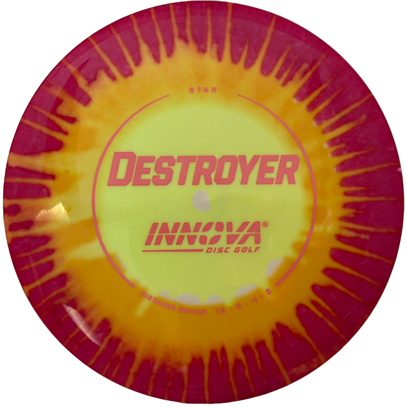 Innova Destroyer Innova Destroyer - I-Dye Star / 171g - Yellow w/ Orange/Magenta Burst (Pink) - Skyline Disc Golf