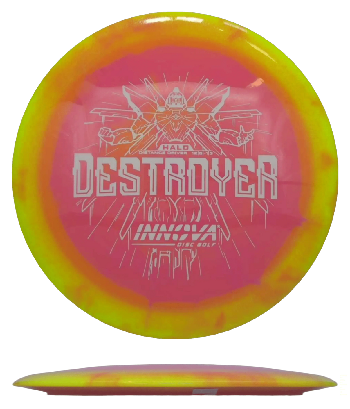 Innova Destroyer - Halo Star / 169g - Hot Pink w/ Yellow Orange Rim (White) - Skyline Disc Golf