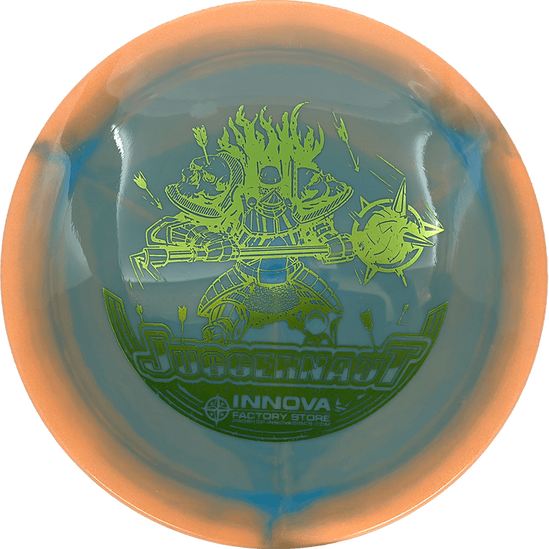 173g - Blue - ish w/ Orange Melon Rim (Yellow Green Foil) Glow Halo Star Innova Juggernaut - Skyline Disc Golf