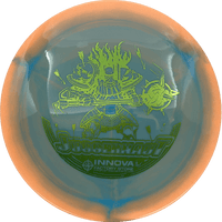 173g - Blue - ish w/ Orange Melon Rim (Yellow Green Foil) Glow Halo Star Innova Juggernaut - Skyline Disc Golf
