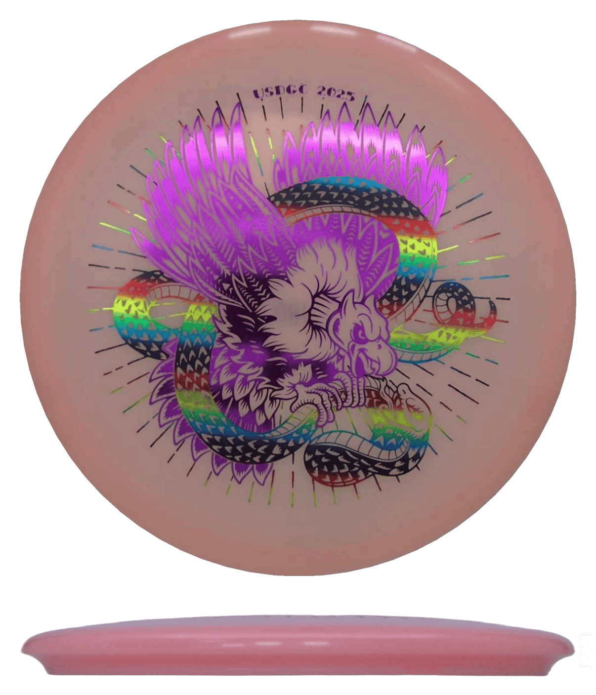 180g - Pink (Magenta/Rainbow Foil) Glow Champion Innova Roc - Skyline Disc Golf