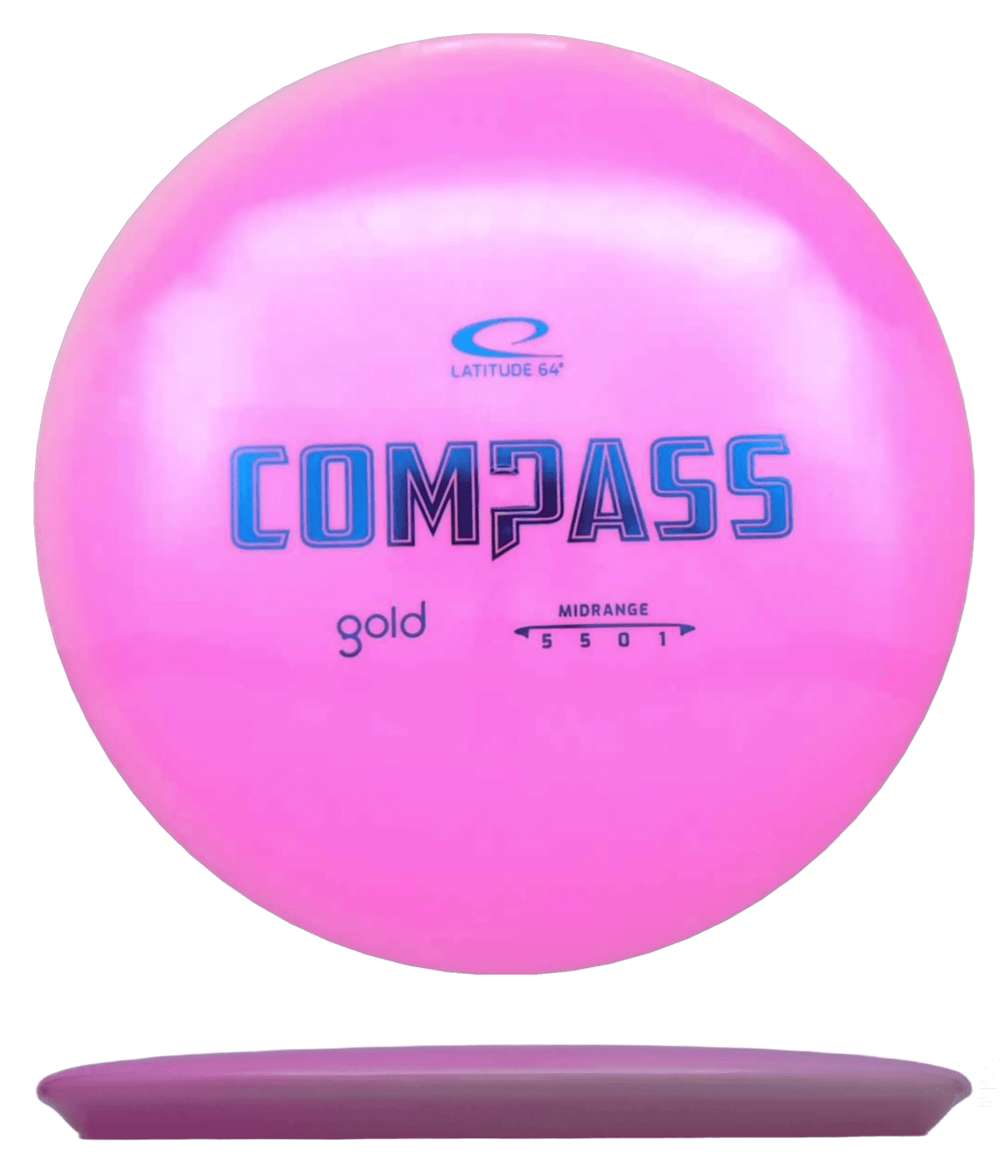 172g - Pink (Blue Foil) Gold Latitude 64 Compass - Skyline Disc Golf
