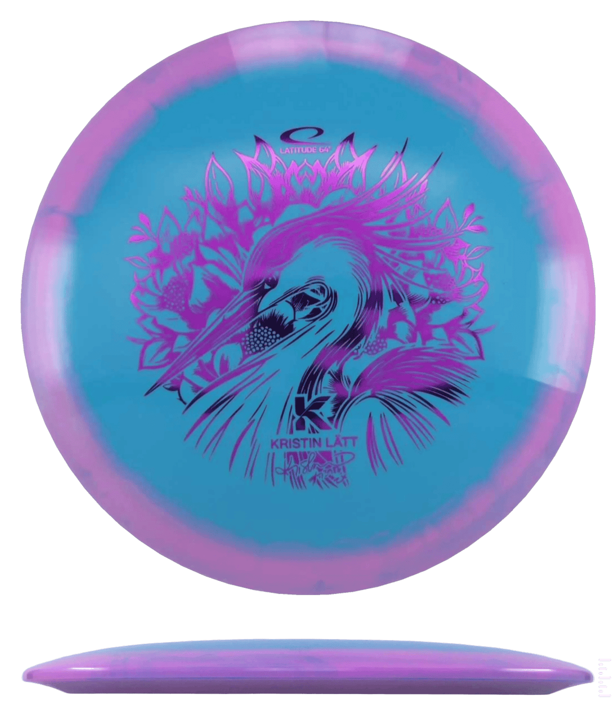 174g - Sky Blue w/ Pink Rim (Magenta Foil) Gold Orbit - Kristin Latt Team Series Latitude 64 Saint Pro - Skyline Disc Golf