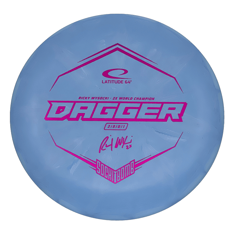 Latitude 64 Sockibomb Dagger Latitude 64 Sockibomb Dagger - Zero Hard Burst / 173g - Sky Blue Burst (Magenta Foil) *1021* - Skyline Disc Golf