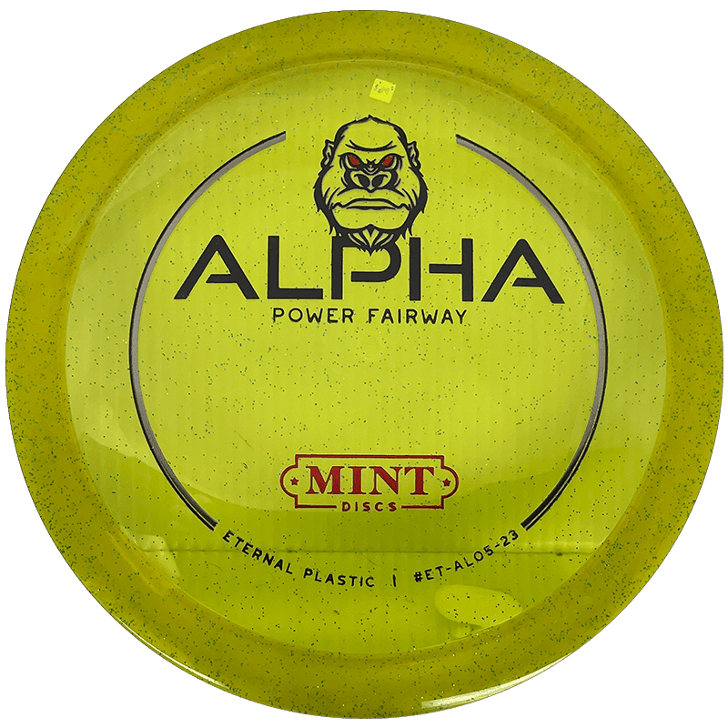 174g - Yellow Glitter (Black/Red Foil) Eternal Mint Discs Alpha - Skyline Disc Golf