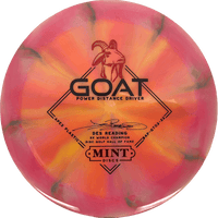 174g - Pink/Melon/Green Burst (Black/Red - Des Reading) Swirl Apex Mint Discs Goat - Skyline Disc Golf